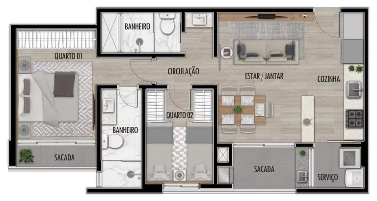 Imagem Apartamento para Venda em Curitiba, Atuba, 2 dormitórios, 1 banheiro, 1 vaga