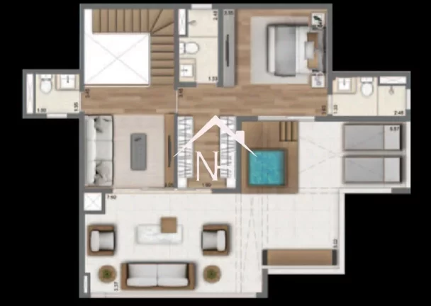 Imagem Apartamento duplex 201m c/ jacuzzi privativo,3 suítes,terraço gourmet,2 vagas c/depósito,playground,quadra,coworking,salão de festa e jogos,coworking