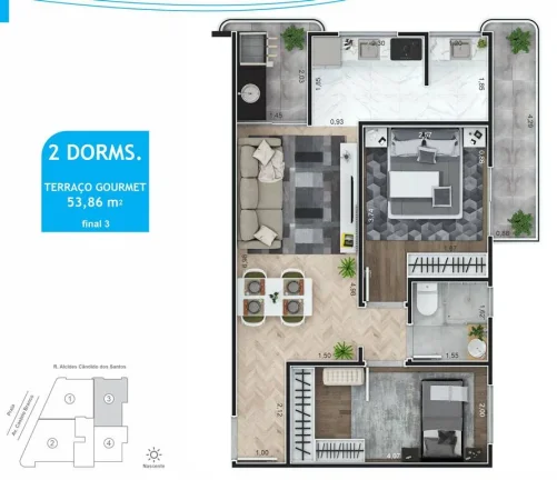 Imagem APARTAMENTO COM 53.86 m² - MARACANÃ - PRAIA GRANDE SP