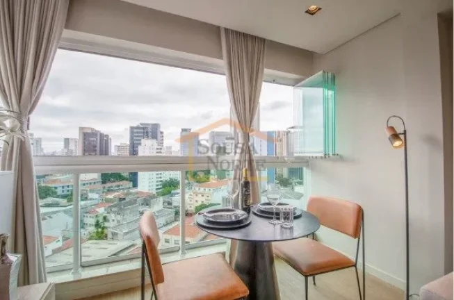 Imagem Apartamento mobiliado com 39m², 1 suíte, varanda, ar-condicionado na sala e no quarto, cozinha equ...