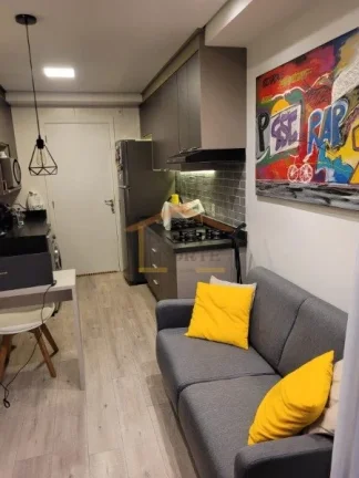 Imagem Apartamento 1 dormitório, com móveis planejados, sala integrada com a cozinha planejada, sacada, r...