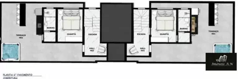 Imagem Cobertura duplex à venda, 3 quartos, 1 suíte, 2 vagas, Rio Branco - Belo Horizonte/MG