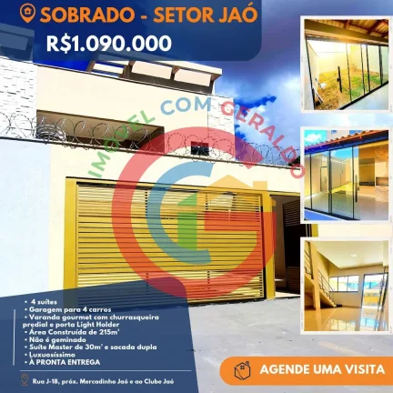 Imagem Sobrado 4 suítes - Setor Jaó