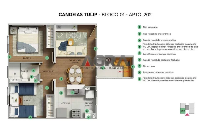 Imagem AGRA Imobiliária vende Candeias Tulip. Apartamentos de 2 quartos