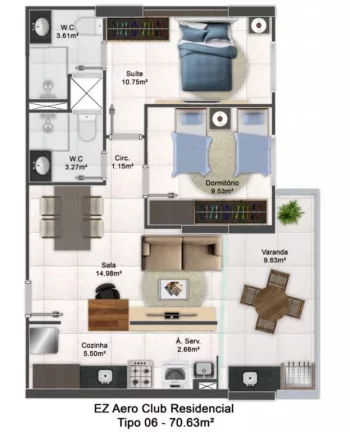 Imagem APARTAMENTO 2 DORMITÓRIOS COM SUÍTE NA AVIAÇÃO!