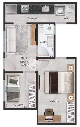 Imagem Apartamento em construção, 1 dormitório com sacada, ou 2 dormitórios, 34 ou 38 metros- Parque Peruche-SP