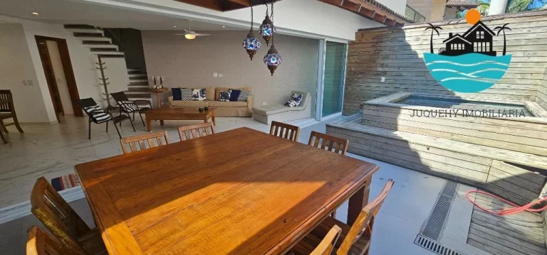 Imagem Temporada Aluguel em Juquehy com, 4 suítes, hidro, churrasqueira, 3 vagas, 300m da praia - Acomodação máx. 10 pessoas | Juquehy Imobiliária