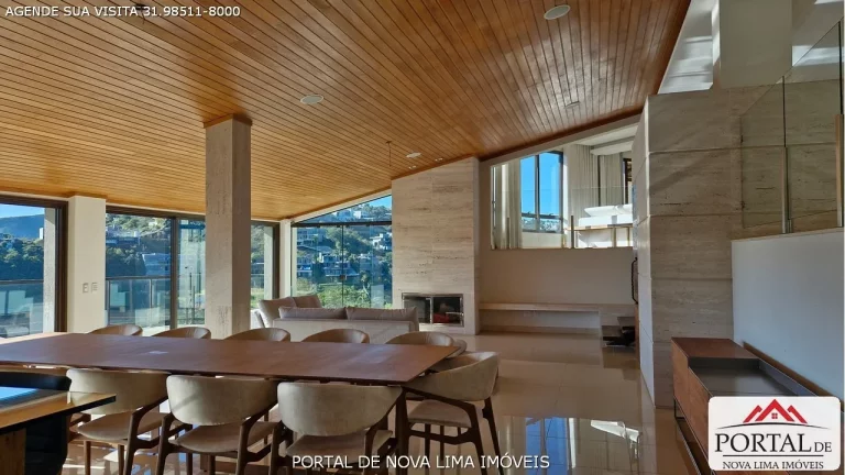 Imagem Casa a venda no Vila del Rey em Nova Lima. Casa com vista para a mata e para o condomínio Vale dos Cristais. Casa recebe sol da manhã