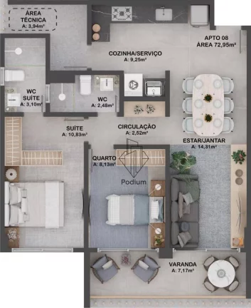 Imagem Apartamentos com varanda / sacada a 140m da praia de Intermares - AP2220