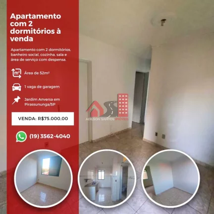 Apartamento com 2 quartos, Jardim Anversa, Pirassununga - R$ 105 mil, Cod: 194