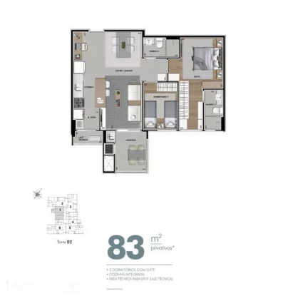 Imagem Apartamento para Venda em Curitiba, Cabral, 2 dormitórios, 1 suíte, 2 banheiros, 1 vaga