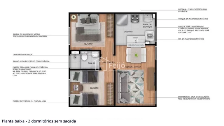Imagem Apartamentos 2 dormitórios com opção de sacada - Jd. Vila Nova