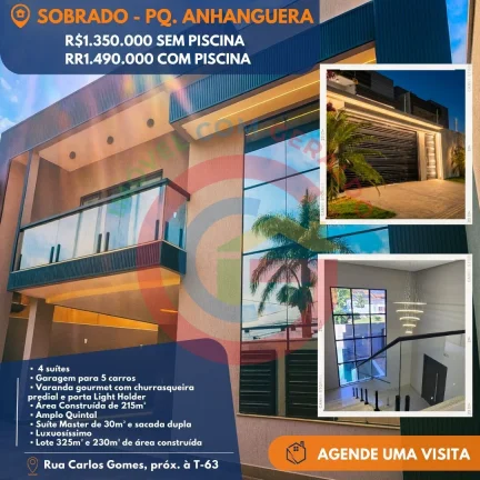 Imagem Sobrado Novo 4 suítes. 5 Vagas. C/ Piscina. Parque Anhanguera.