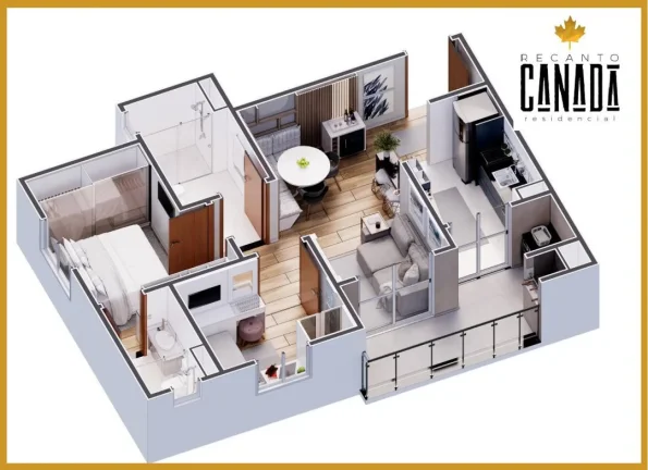 Imagem Apartamento com Suíte e Churrasqueira na sacada, no Bairro Canadá, Cascavel - Em Obras