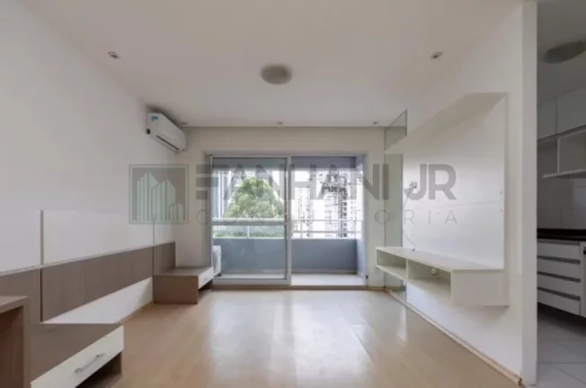 Imagem Apartamento para locação em São Paulo-SP, bairro Ibirapuera: 1 quarto, 1 suíte, 2 salas, 1 vaga de garagem, 37m².