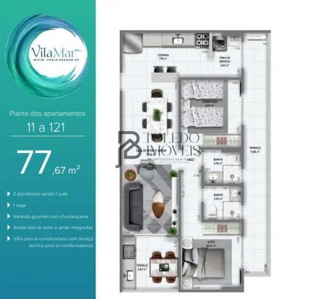 Imagem Residencial VilaMar – Lançamento em Praia Grande 01 e 02 dormitórios com 01 ou 02 vagas de garagem