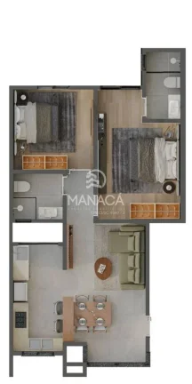 Imagem Apartamento com 62m², 2 quartos, localizado em Piçarras - SC