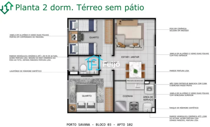 Imagem Apartamentos 2 dormitórios com opção de Sacada - Gravataí