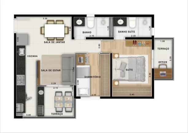 Imagem Apartamento de 2 quartos com 44m² à venda no Jardim, Santo André-SP - Condomínio Move Jardim