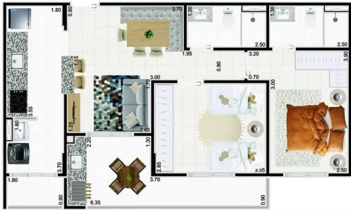 Imagem APARTAMENTO COM 71.94 m² - CAIÇARA - PRAIA GRANDE SP