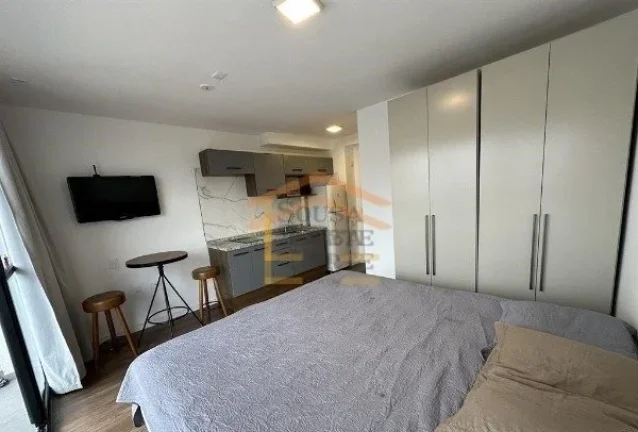 Imagem Apartamento tipo studio, mobiliado, 1 dormitório, sacada, cozinha planejada, banheiro, 26m².

Pró...
