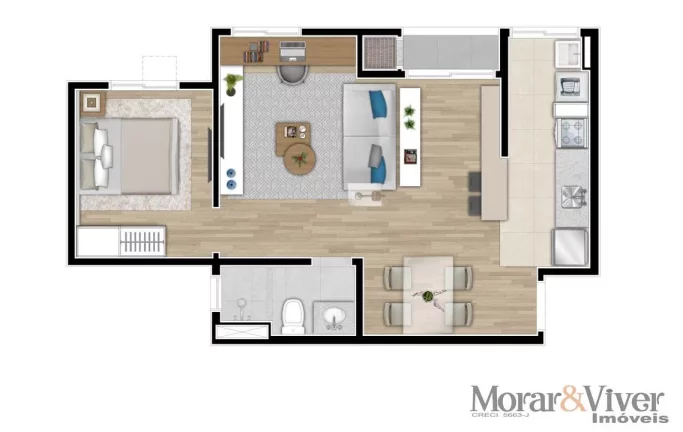 Imagem Apartamento para Venda em Curitiba, Campo Comprido, 2 dormitórios, 1 banheiro, 1 vaga