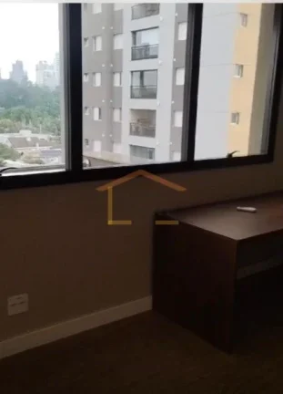 Imagem Sala comercial, piso frio, divisória, 2 banheiros, sacada e 1 vaga de garagem. 64m².
Ideal para es...