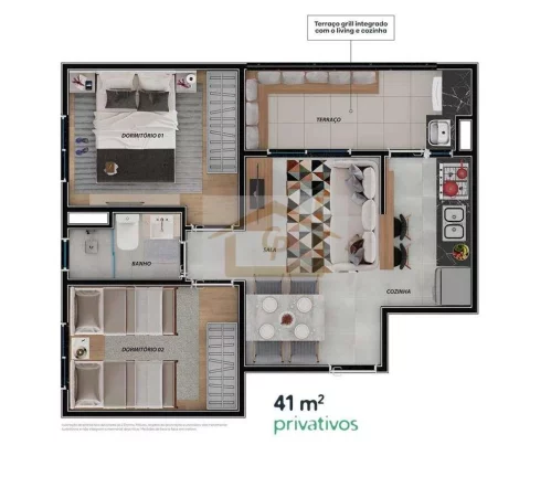 Imagem Condomínio residencial de prédios, com 260 unidades e lazer, recém entregue (2024) Elevador Sala ...