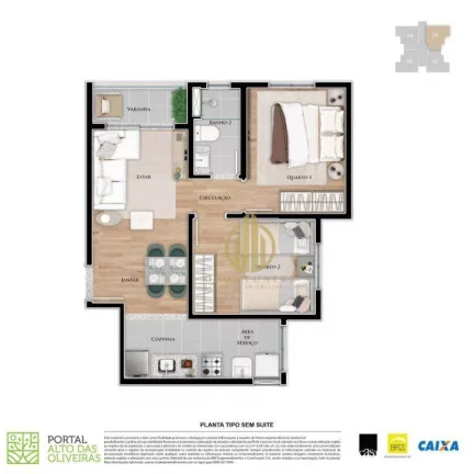Imagem Grande Lançamento de Apartamento com 2 quartos com 1 suíte, com a partir de 48 m² e no valor a partir de à venda por R$ 325.000,00