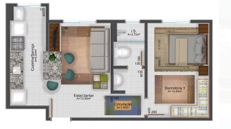 Imagem Apartamento 1 quarto no Residencial Internacional