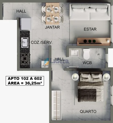Imagem Apto á venda - 1 Quarto - 30,33 m² - Bessa, João Pessoa/PB
