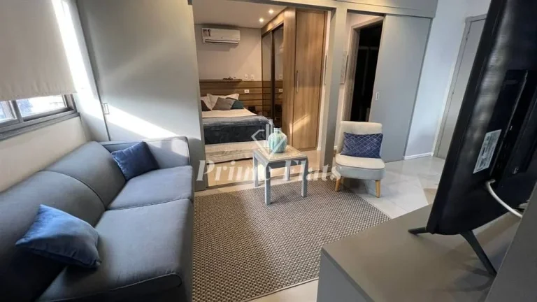Imagem Flat disponível para locação no Hotel Hampton Park, com 33m², 1 dormitório e 1 vaga de garagem