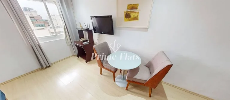Imagem Flat disponível para locação no Transamérica Prime International Plaza no Jardim Paulista, com 29m², 1 dormitório e 1 vaga