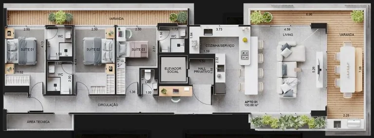 Imagem APARTAMENTO COM 150.66 m² - BOQUEIRÃO - PRAIA GRANDE SP