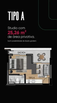 Imagem Apartamento Studio 22 m2 no Alto da XV/Centro em Curitiba.