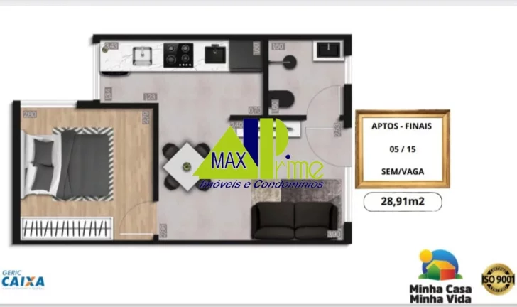 Imagem APARTAMENTO 34M²/02 D0RMITÓRIOS/SACADA/