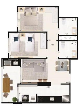 Imagem APARTAMENTO COM 67.55 m² - JARDIM PRAIA GRANDE - MONGAGUA SP