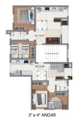 Imagem Apartamento para Venda em São José dos Pinhais, Carioca, 3 dormitórios, 1 suíte, 2 banheiros, 1 vaga
