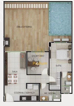 Imagem Apartamentos térreo com piscina privativa e pé na areia no Bessa - AP1410