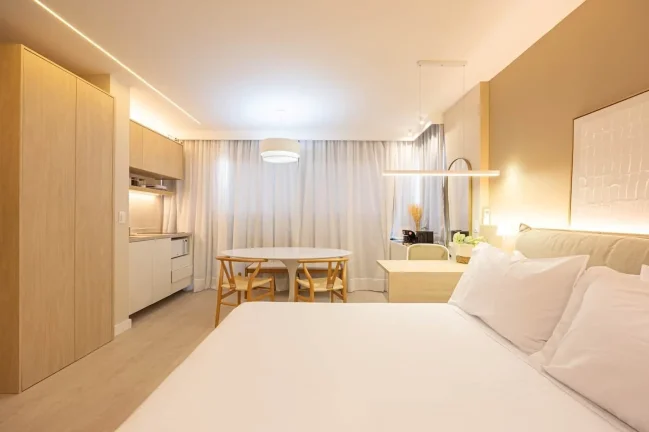 Imagem Apartamento 29M², 1Q, 1 Banheiro, Churrasqueira, Piscina, Piscina no Rooftop, Salão de Jogos, Terraço, Lounge, Deck Molhado, Split, Lounge, Lavanderia