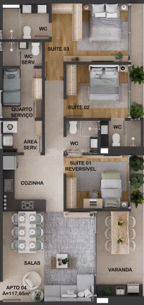 Imagem Apto Alto Padrão - 3 Quartos - 2 Suítes - 89,81 m² - Aeroclube, João Pessoa/PB