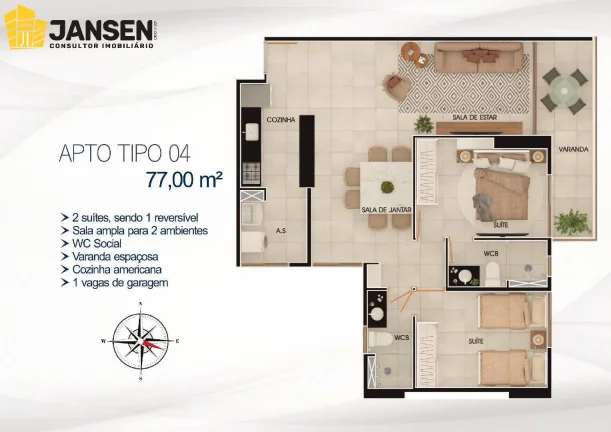 Imagem APARTAMENTOS COM 02 OU 03 QUARTOS E ATÉ 02 SUÍTES EM MANAÍRA.