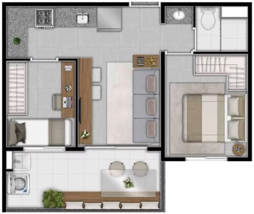 Imagem Apartamento moderno à venda em Santana, SP: 1 quarto, 1 banheiro, 36,00m² - Condomínio Hello Santana