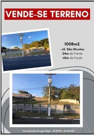 Imagem JARDIM SÃO NICOLAU. TERRENO COM 1.008,00 M2.