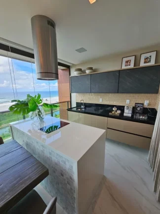 Imagem A 5ª Avenida Imóveis selecionou essa charmosa unidade no D'AZUR Odebrecht | Frente Mar | Torre PLAGE (melhor) | 4 suítes, 242,00 m² | Varanda Gourmet