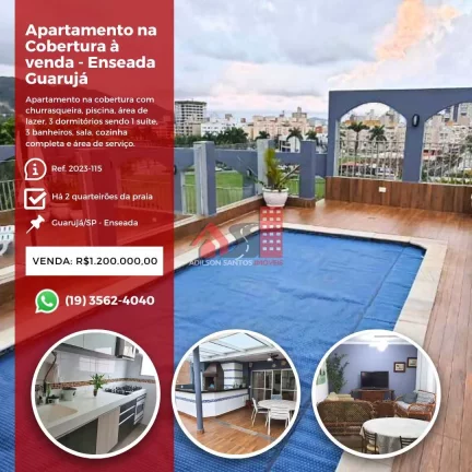Cobertura com 3 dorms, Parque Enseada, Guarujá - R$ 1.2 mi, Cod: 184