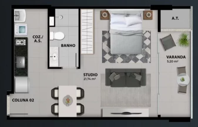 Imagem Apartamentos com um quarto estilo studio em Jardim Camburi - Vitória / ES