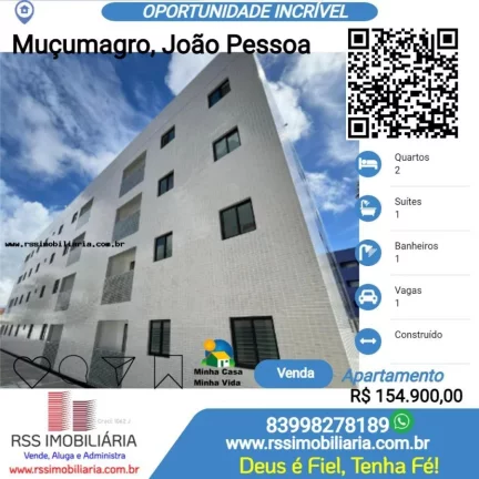 Apartamento 2 E 3 Qtos vender em Mussumagro, João Pessoa/PB