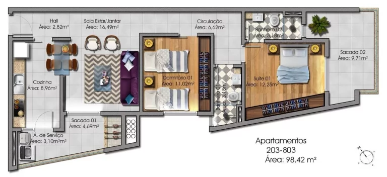 Imagem Apartamento para venda em Santa Maria 2 Dorm com Suíte Garagem Elevador- Ed Bern