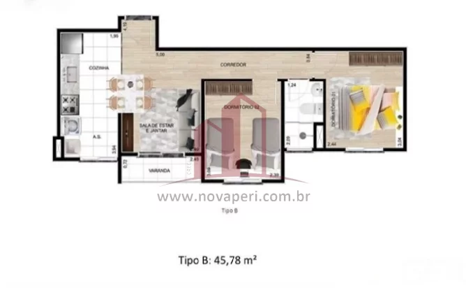 Imagem Imperdível! Apartamento à venda em Caieiras-SP, Jardim dos Abreus: 2 quartos, 1 sala, 1 vaga, 45,94 m² de área. Confira!